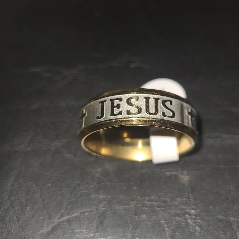 New Gold and Silver toned "Jesus" ring sizes 10 and 12..VERY NICE - Picture 2 of 3